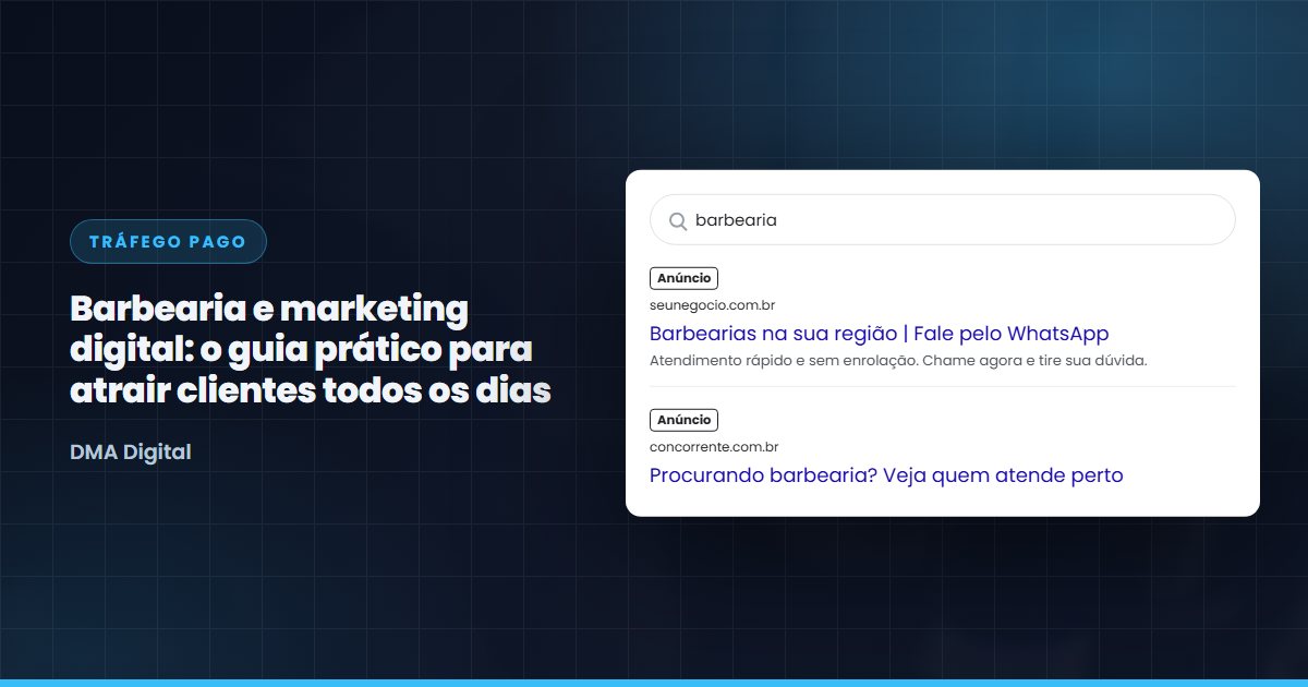 Busca do Google com anúncios de barbearias