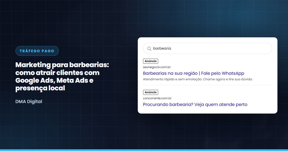 Busca do Google com anúncios de barbearias