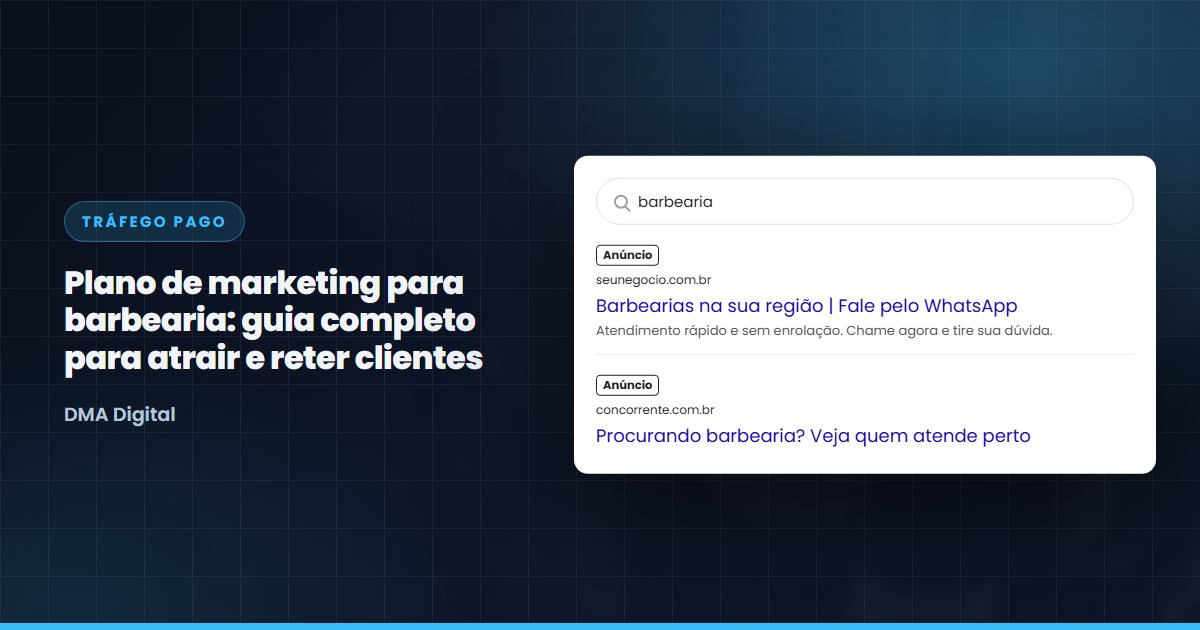 Busca do Google com anúncios de barbearias